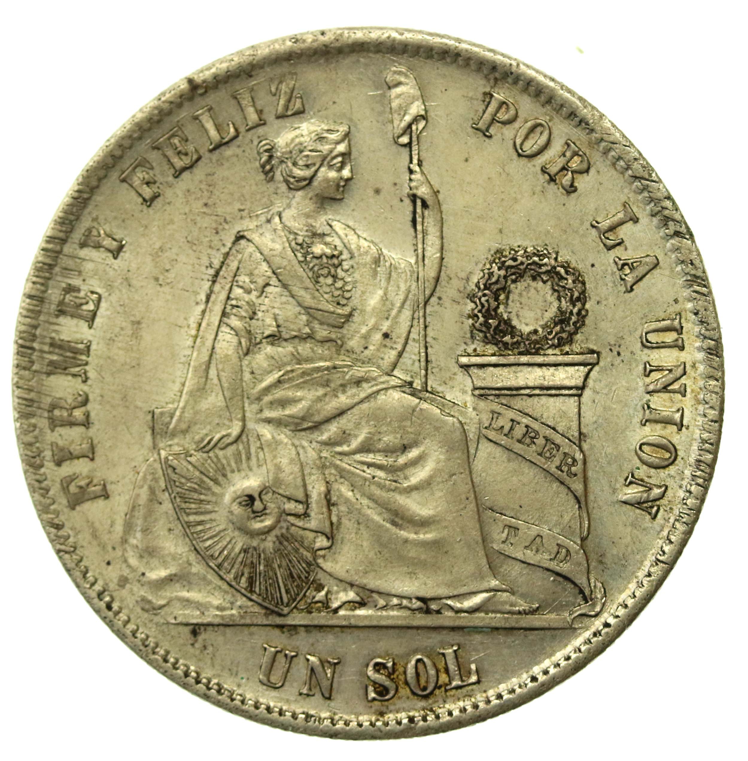 Pièce Argent Pérou 1 Sol De 1879 - État SPL (Superbe)