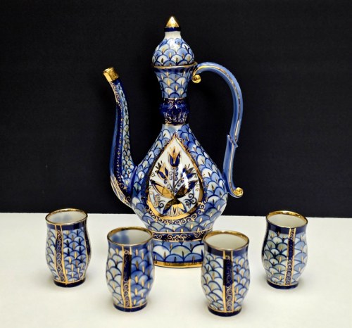 ręcznie malowana - lata 60-te, Rosyjska Kisłowodzka Porcelana Phoenix - Kobalt