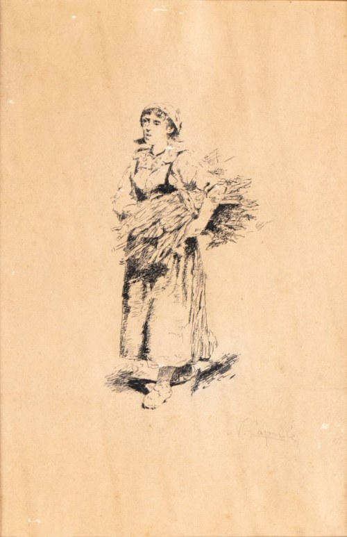 Szkic do obrazu "Contadina con fascine",, Vincenzo Caprile