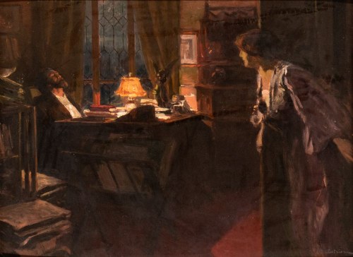 1872-1958), Scena we wnętrzu, Lionello Arduino Balestrieri