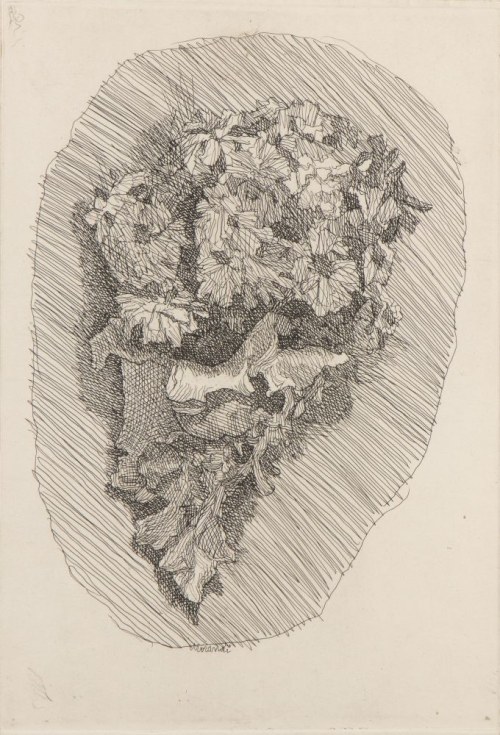 Fiori in un cornetto su fondo ovoidale, Giorgio Morandi