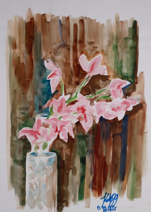 Kwiaty w wazonie, 1989, Władysław Kożuch