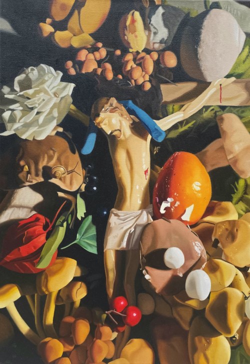 "Chrystus w grzybach", 2025, Michał Rostkowski