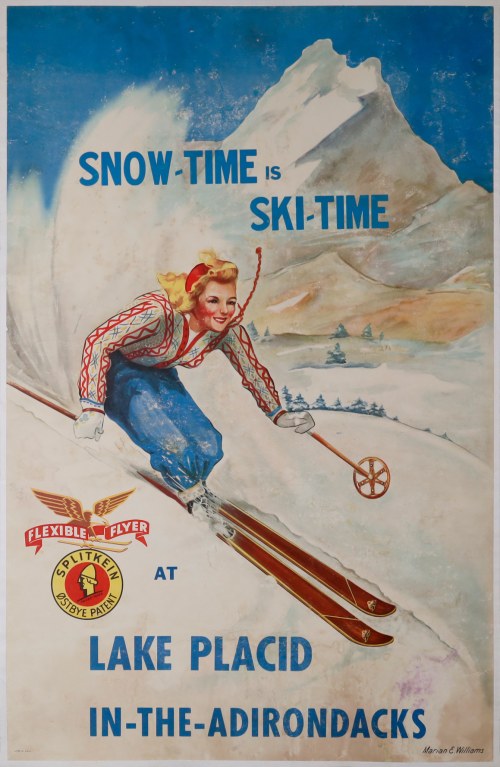 Snow time is ski time. Oryginalny plakat z lat 30., Marian C. Williams
