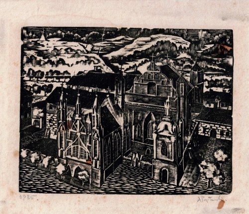 Widok kościoła św. Anny i kościół Bernardynów w Wilnie, Adolf Popławski