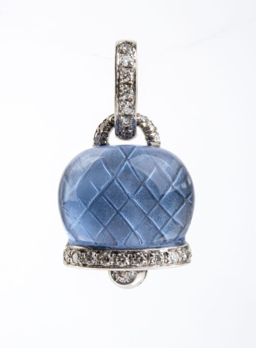 CHANTECLER Niebieski topaz diament złoty wisiorek dzwonek -, Chantecler