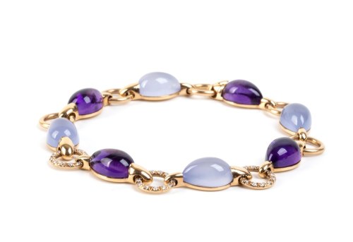 MATTIOLI Damond ametysty chalcedon złota bransoletka -, Mattioli