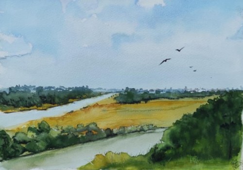"Góry pieprzowe” akwarela, 2022 r. 21x30 cm, w ramce, Krystyna Zając