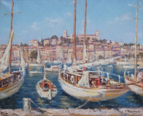 Słoneczny dzień w porcie w Saint Tropez, ok 1950, Vasa Neubert