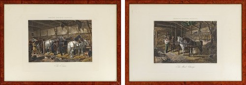 Zaprzęg koni pocztowych i Zmiana koni pocztowych (Fore's Stable Scenes), 1875, Henry A. Papprill