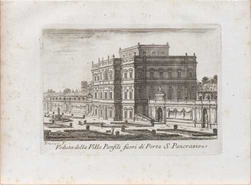 Veduta della Villa Panfili furoi di Porta S. Pancrazio, z serii: Varie Vedute di Roma Antica, e Moderna, wyd. Rzym/Włochy, ok. 1748 r., Giovanni Battista Piranesi