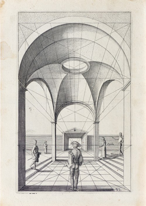 Hendrik Hondius (1573-1650), Perspektywa z postaciami, wyd. Haga, ok. 1606-1620 r., Hans Vredeman de Vries