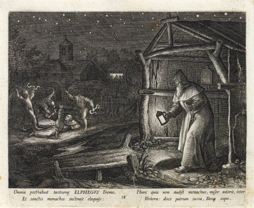 Święty Elphegus, z serii: Trophaeum Vitae Solitariae, wyd. wyd. Bracia Sadeler, Wenecja, 1598 r., Jean Sadeler