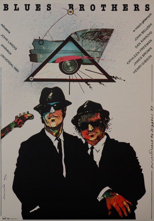 Blues Brothers, projekt 1983, druk 2021. Plakat z autografem artysty, Grzegorz Marszałek