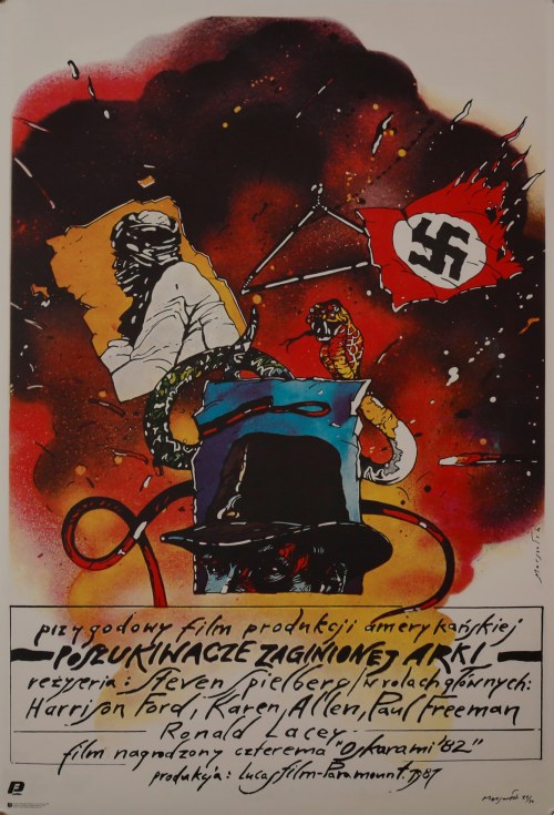 Poszukiwacze zaginionej Arki, projekt z 1983, druk 2021. Plakat z autografem artysty, numerowany (21/50), Grzegorz Marszałek