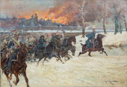 Odwrót spod płonącej Moskwy, 1925, Jerzy Kossak
