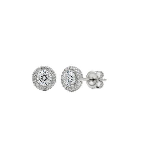 50 CT - OKRĄGŁE 308 HALO, ZŁOTE KOLCZYKI Z DIAMENTAMI O MASIE 2