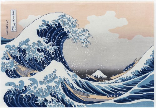 Wielka fala (Widok przez fale u wybrzeży Kanagawy), wyd. Adachi, Tokio/Japonia, okres Showa, 1972 r., Katsushika Hokusai