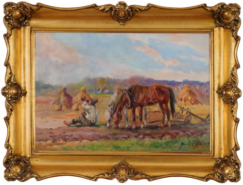 "Przy orce - odpoczynek", Juliusz Słabiak