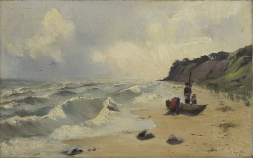 XIX / XX w., Łódka na plaży, Hans Pigulla