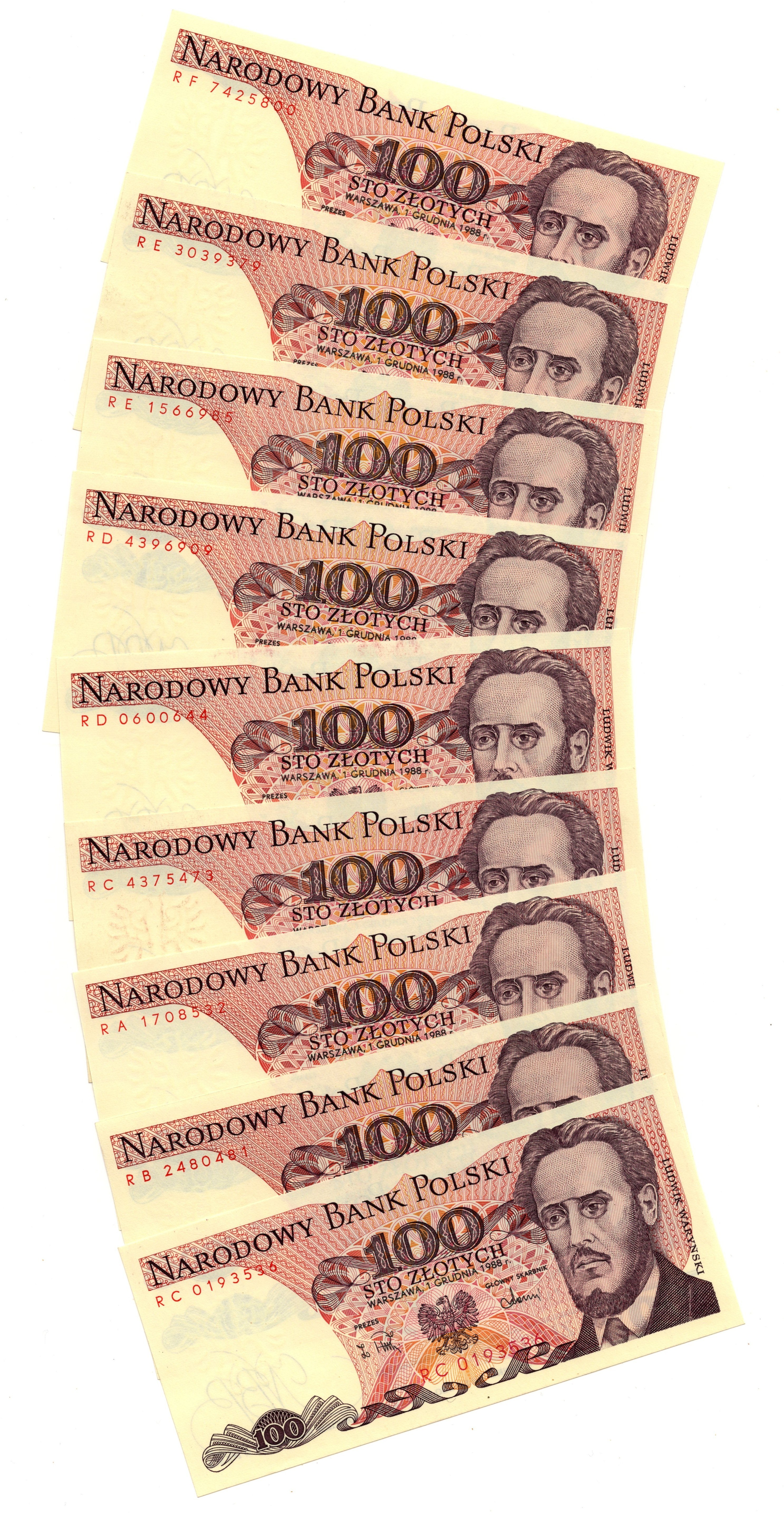 100 Gold 1988, RA,RB,RC,RD,RE,RF series, set of 9 pieces - Online ...