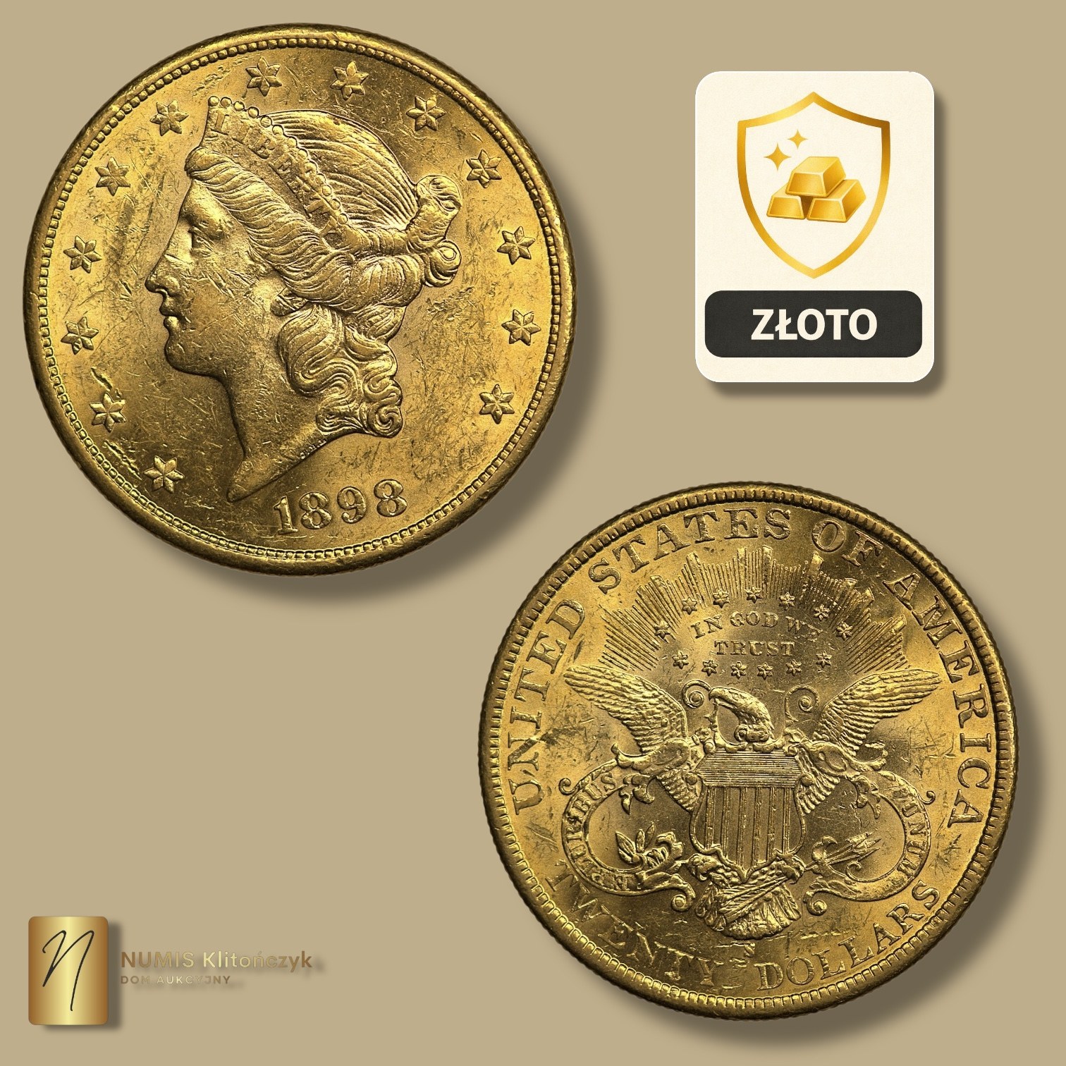 USA, $20 1898, (S) San Francisco, Liberty Head - Online auction