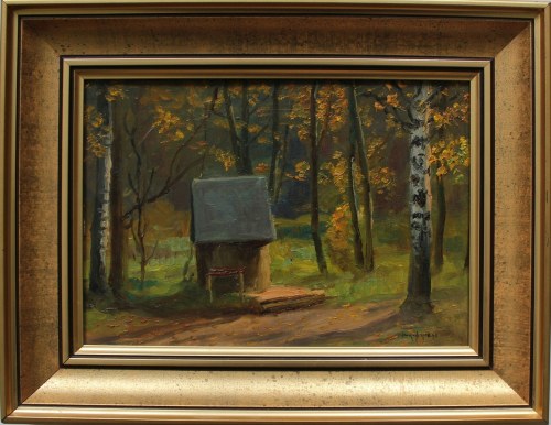 Pejzaż leśny z kapliczką, 1998, Siergiej Nikiforow