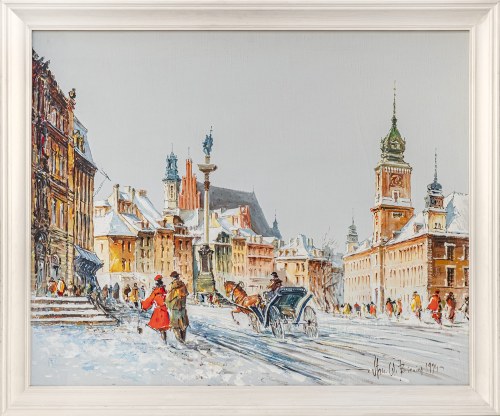 Warszawa Zamek Królewski zimą, 1994, Stanisław Witold Bienias