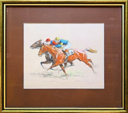 Courses de chevaux "Longchamp - The Grand Prix", 1929, Eugene Péchaubes
