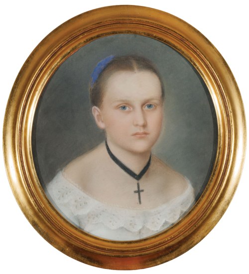 2. poł. XIX w., Portret Dziewczyny Z Krzyżykiem Na Szyi