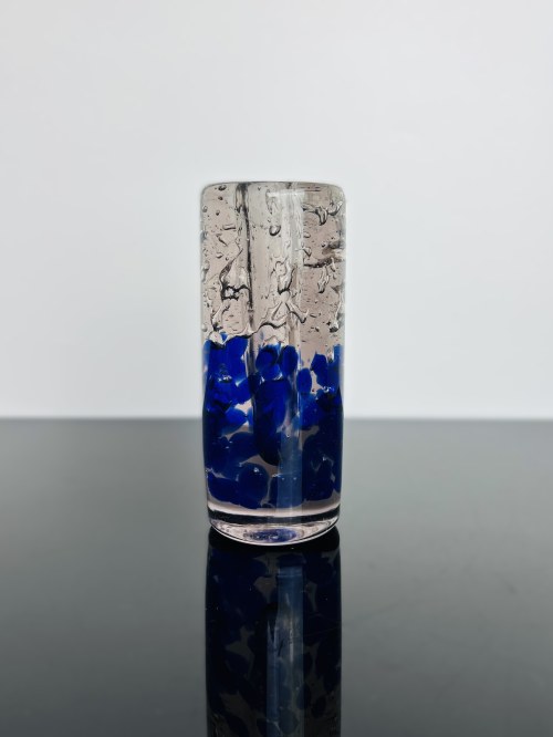 wazon, wzór 6974/15, szkło Rosaline z niebieską dekoracją - Studio Glass, Jaroslav Svoboda