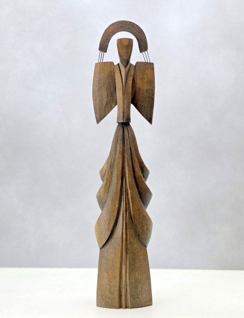 Kubistyczna drewniana figura anioła - Słowacja II poł. XX w., Ján Babenský