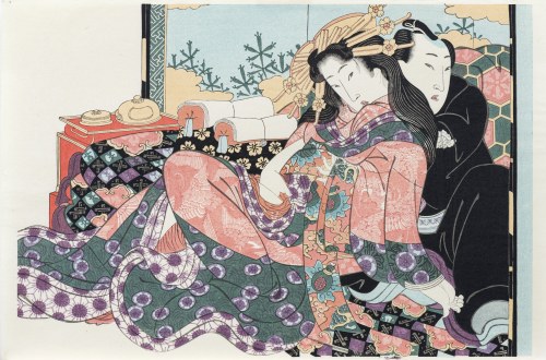 Dwie poduszki, z serii: 12 przedstawień shunga, wyd. I-shū-kankōka, Tokio/Japonia, 1974 r., Keisai Eisen