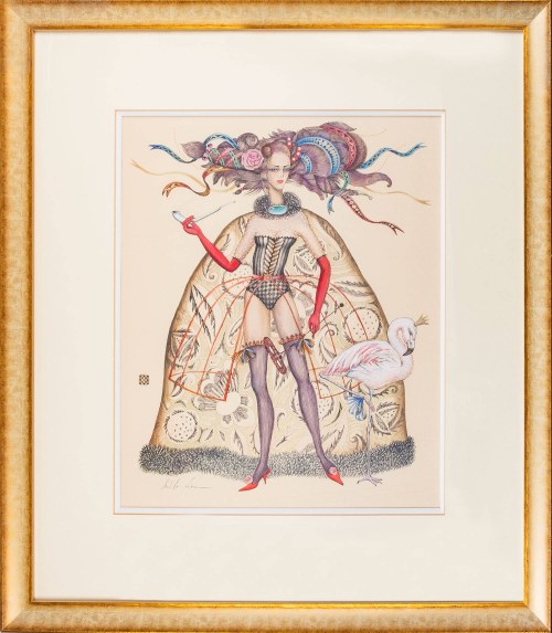 Kobieta w pończochach z flamingiem, 2018, Lena Subota