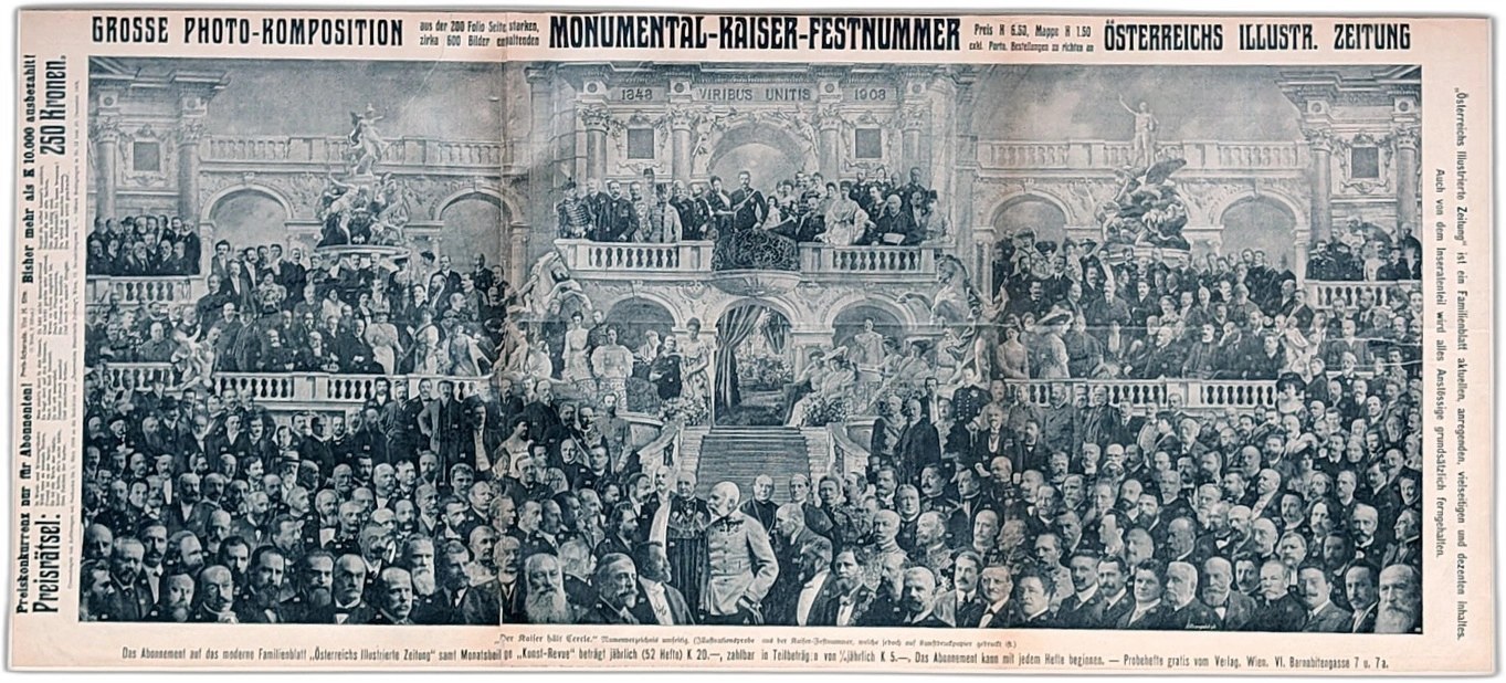 [Franz Joseph I ] Giant photographic composition commemorating the 60th ...