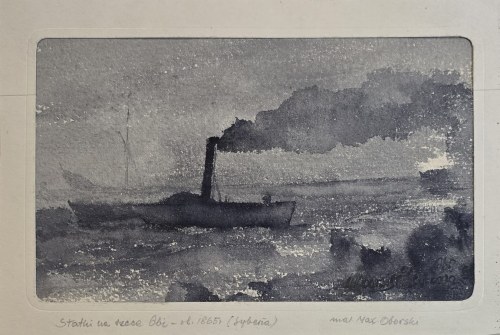 Statki na rzece Obi, ok. 1865, Maksymilian Oborski
