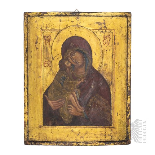 Matka Boża z Dzieciątkiem w typie Eleusa, - Madonna, Rosja XIX w.