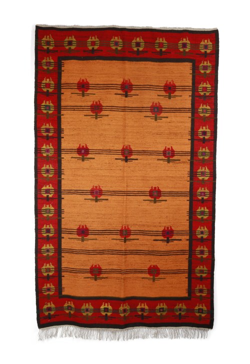 Kilim "Anemony", Zakopiańskie Warsztaty Wzorcowe, 1955, Helena Sułkowska-Pawlik