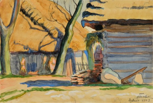 Antoni (1898-1972) - Wiejskie podwórko. 1923, Antoni Teslar