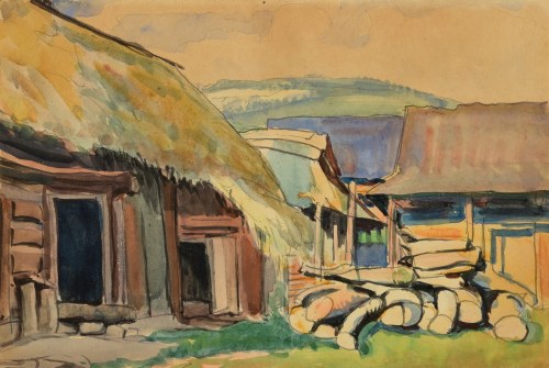 Antoni (1898-1972) - Podgórskie podwórko. [Dębno 1923?], Antoni Teslar