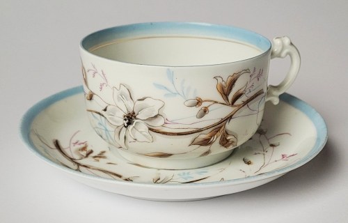 porcelana wytwórni Kuzniecow, Ryga, Rosja (1887-1915), Kuźniecow. Filiżanka ze Spodkiem Do Herbaty