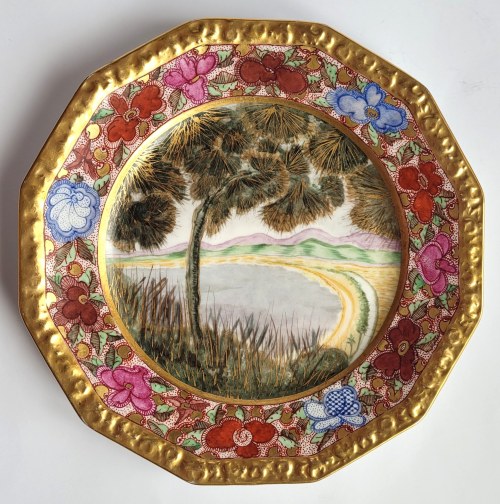 dekoracyjny, autorski, ręcznie malowany naszkliwnie. Rosenthal, 1928 r., Poznań] Talerz Porcelanowy