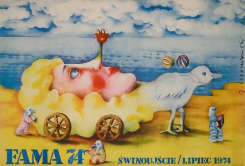 Fama 74. Świnoujście, lipiec 1974. Plakat z autografem artysty., Jerzy Czerniawski