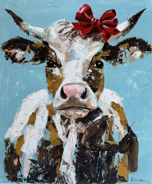 Krowa z kokardą | "Cow with a bow", 2026 r., Wioletta Sioch
