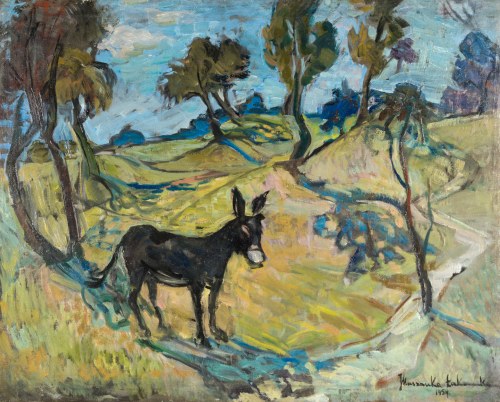 Pejzaż z osłem, 1954, Janina Muszanka-Łakomska