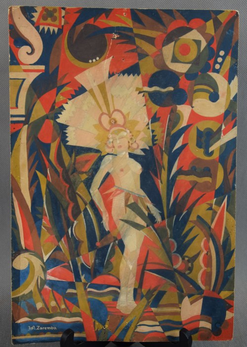 "Tancerka Art Deco", akwarela, lata 30-te., Jan Aleksander Zaremba