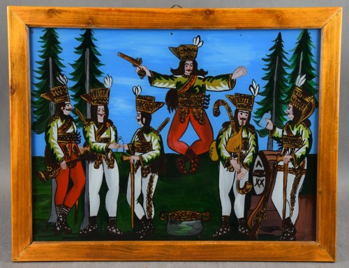 "Zbójnicy", obraz na szkle, Zakopane, Janina Czech-Kapłan