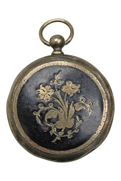 ok. 1900., XIX-wieczny medalion sentymentalny - srebrny locket żałobny
