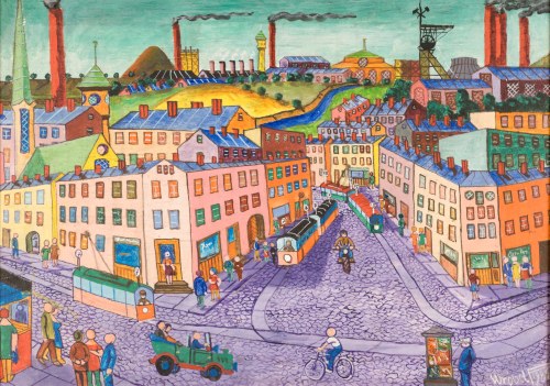 Pejzaż miejski z kopalnią w tle, 1982, Paweł Wróbel