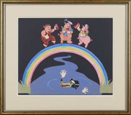 Trzy małe świnki (ilustracja reklamowa), lata 20./30. XX w., Władysław Łopuszniak